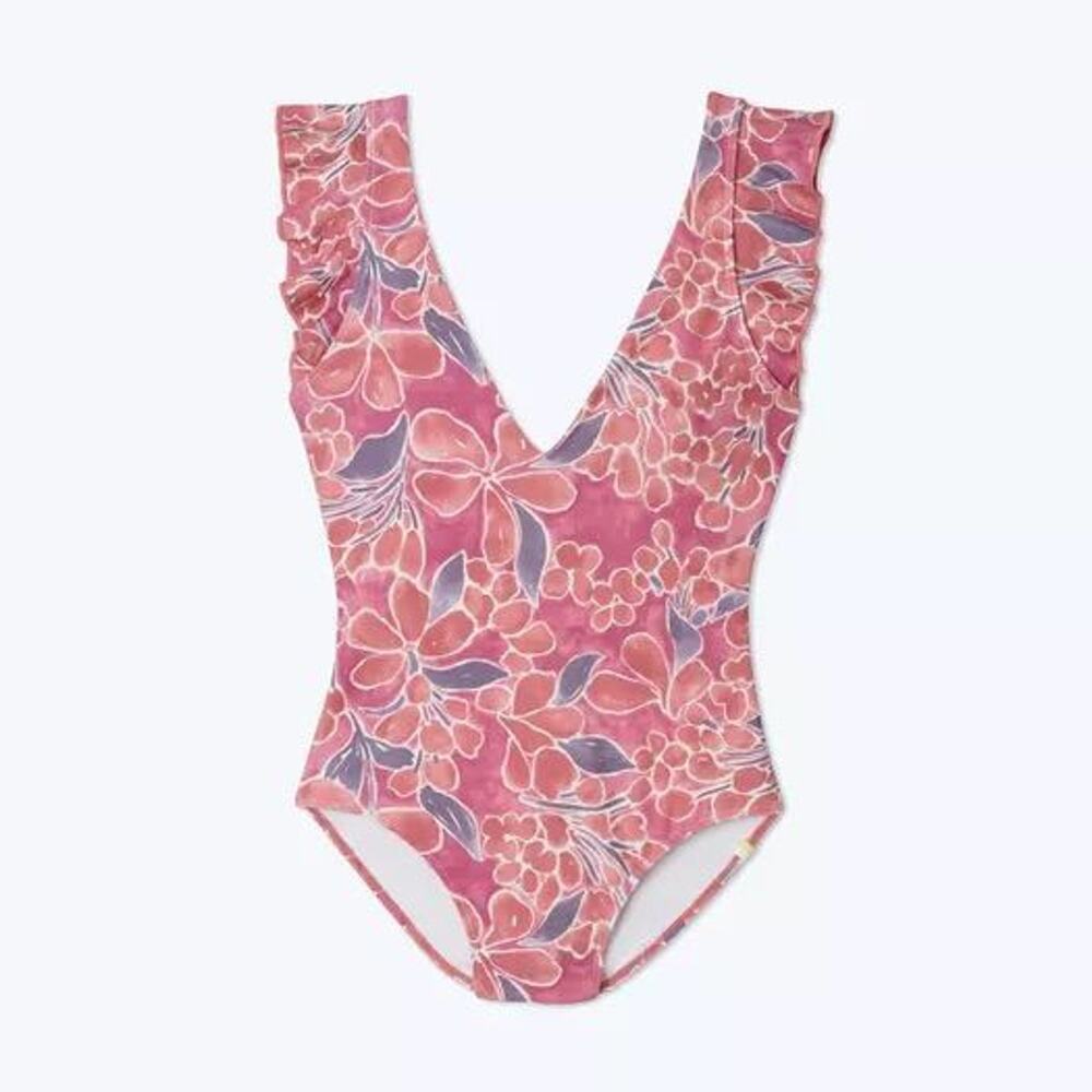 NWT Summersalt The Ruffle Backflip One Piece Swimsuit Floral Size 8